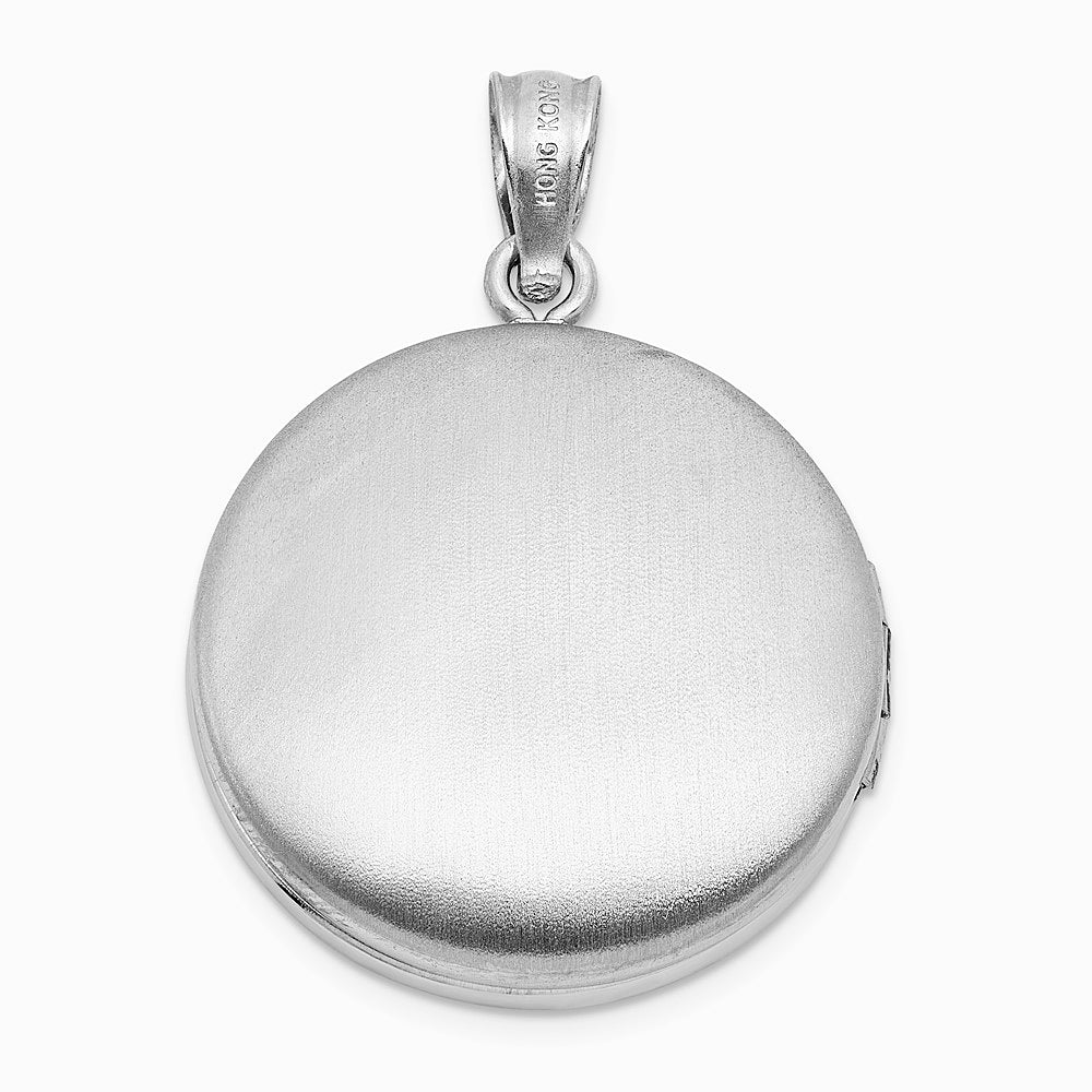 Sterling Silver RH-pl Brushed And Polished Multi Heart 20mm Round Locket - Product Photo
