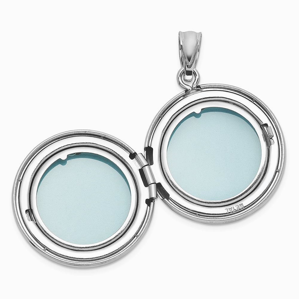 Sterling Silver RH-pl Brushed And Polished Multi Heart 20mm Round Locket - Product Photo