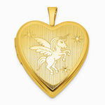 Sterling Silver Gold-plt Brushed / Polished Unicorn/Alicorn 20mm Heart Lock - Product Photo