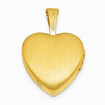 Sterling Silver Gold-plated Brushed And Polished Stars 12 mm Heart Locket - Product Photo