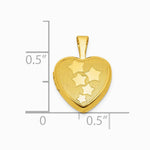 Sterling Silver Gold-plated Brushed And Polished Stars 12 mm Heart Locket - Product Photo