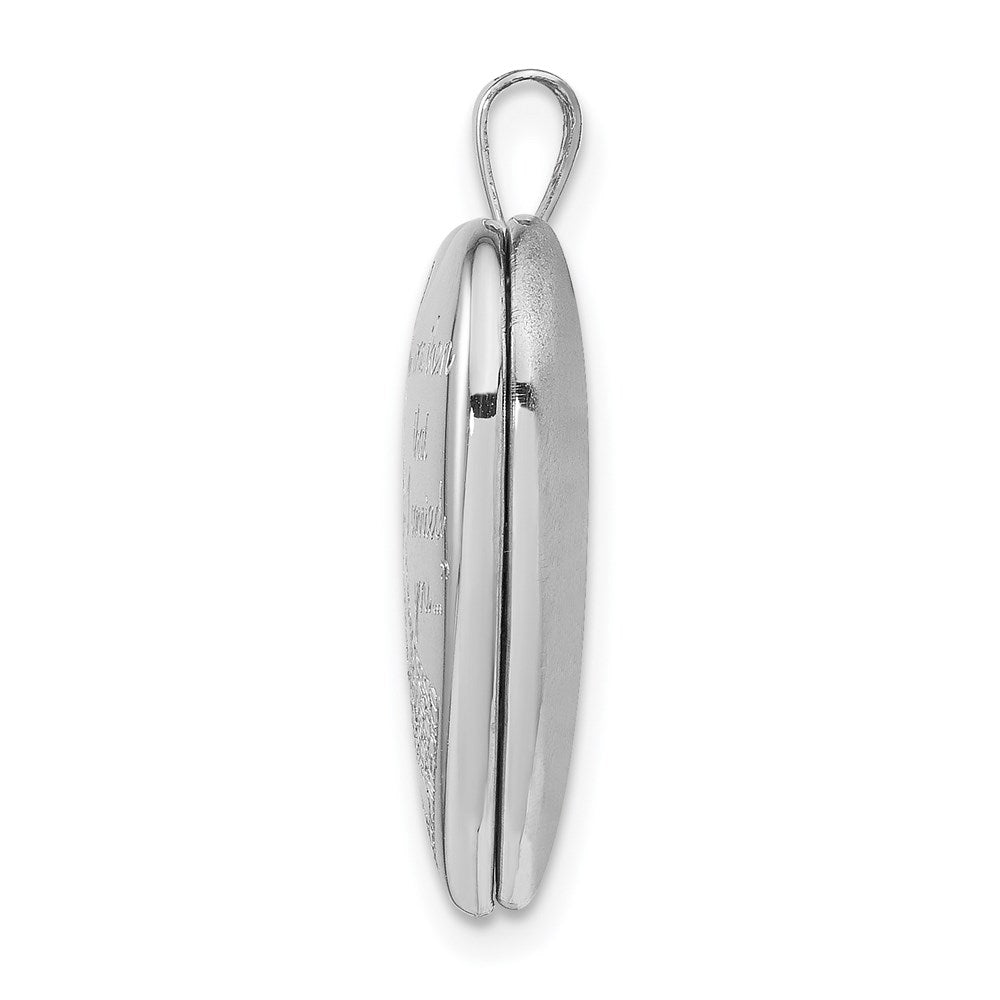 Sterling Silver Rhodium-plated 20mm Footprints Heart Locket - Product Photo