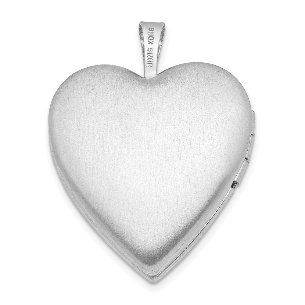 Sterling Silver Rhodium-plated 20mm Footprints Heart Locket - Product Photo