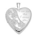 Sterling Silver Rhodium-plated 20mm Footprints Heart Locket - Product Photo