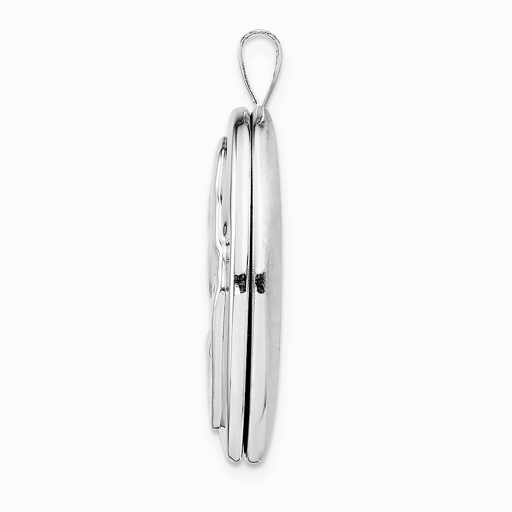 Sterling Silver Rhodium-plated 26mm Mother and Baby Oval Locket - Product Photo