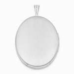 Sterling Silver Rhodium-plated 26mm Mother and Baby Oval Locket - Product Photo