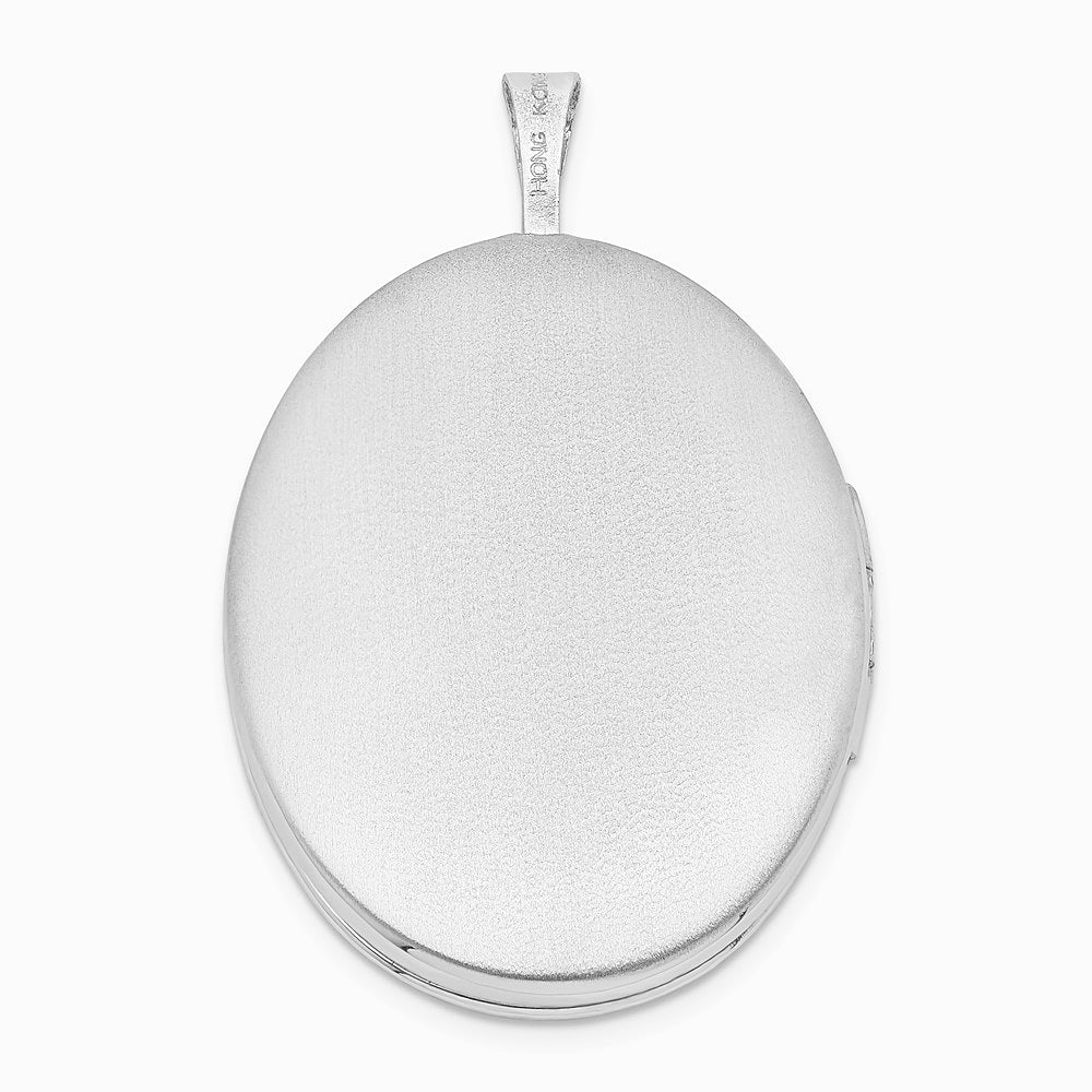 Sterling Silver Rhodium-plated 26mm Mother and Baby Oval Locket - Product Photo