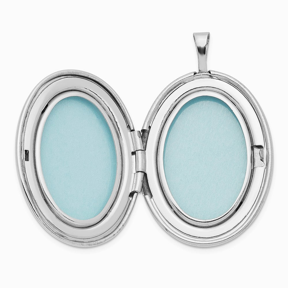 Sterling Silver Rhodium-plated 26mm Mother and Baby Oval Locket - Product Photo