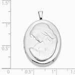 Sterling Silver Rhodium-plated 26mm Mother and Baby Oval Locket - Product Photo