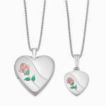 Sterling Silver Rhodium-plated Polished & Satin Rose Heart Locket & Pendant - Product Photo