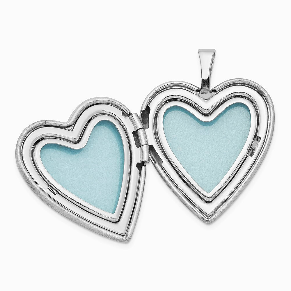 Sterling Silver RH-Pl. Satin Forever in My Heart Locket & Pendant Necklace Set - Product Photo