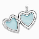 Sterling Silver Rhodium-plated Diamond Cross Heart Locket & Pendant Set - Product Photo