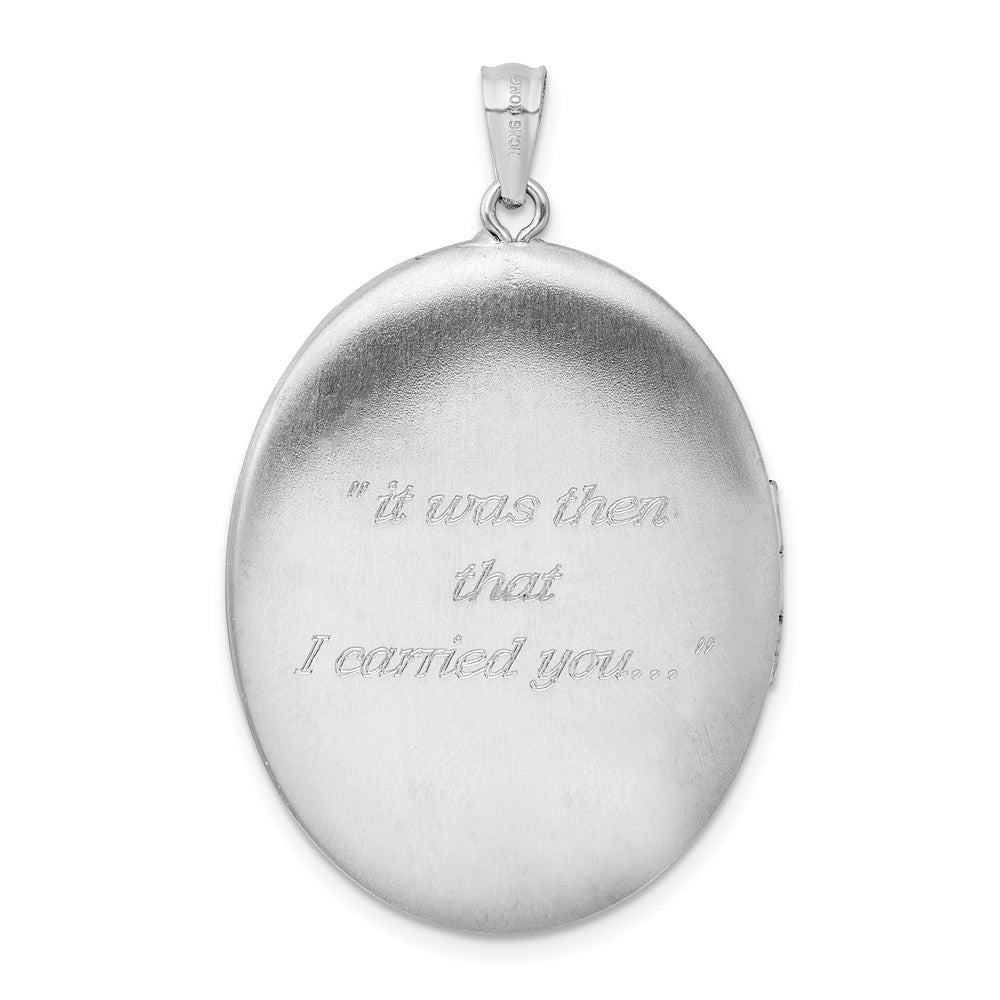 Sterling Silver Rhodium-plated & Diamond Footprints 34mm Oval Locket - Product Photo