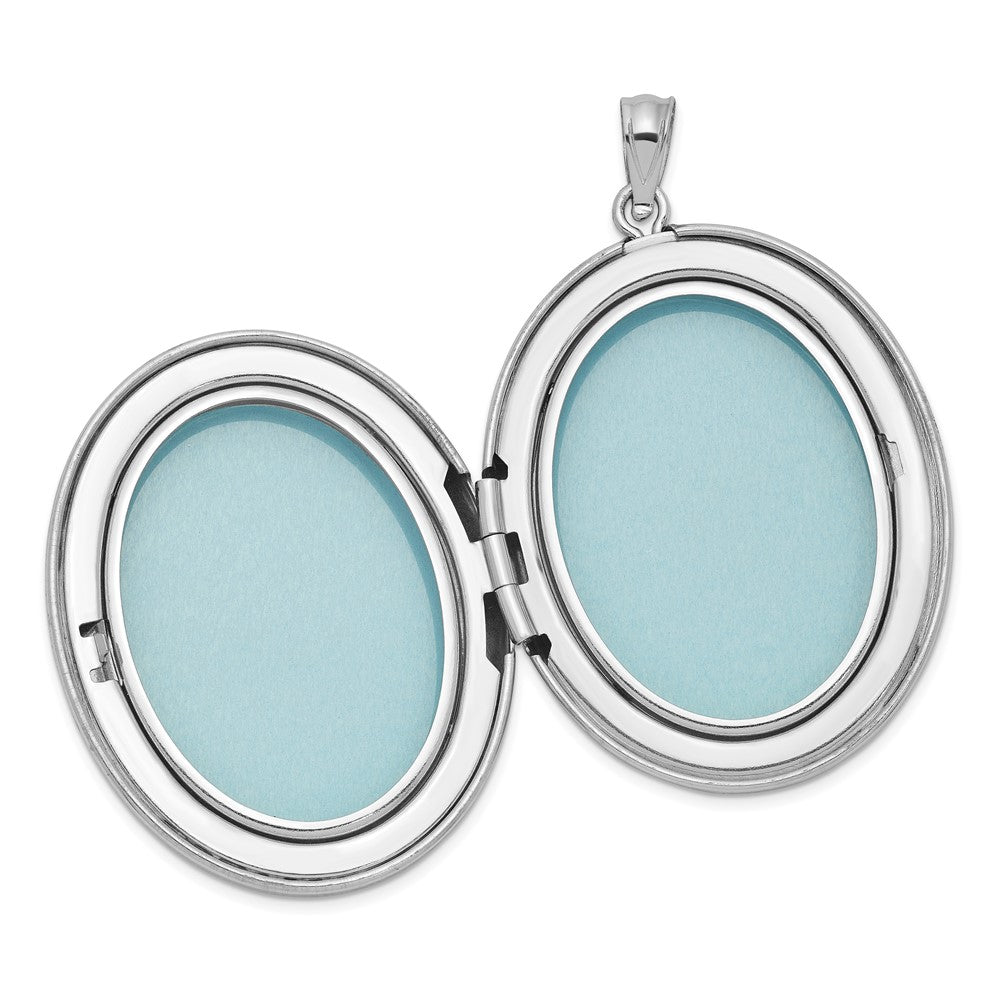 Sterling Silver Rhodium-plated & Diamond Footprints 34mm Oval Locket - Product Photo