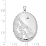 Sterling Silver Rhodium-plated & Diamond Footprints 34mm Oval Locket - Product Photo