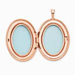 Sterling Silver Rose Gold-plated 26mm Leaf Border Oval Locket - Product Photo