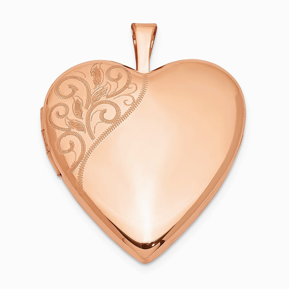 Sterling Silver Rose Gold-plated 20mm Polished Swirl Heart Locket - Product Photo