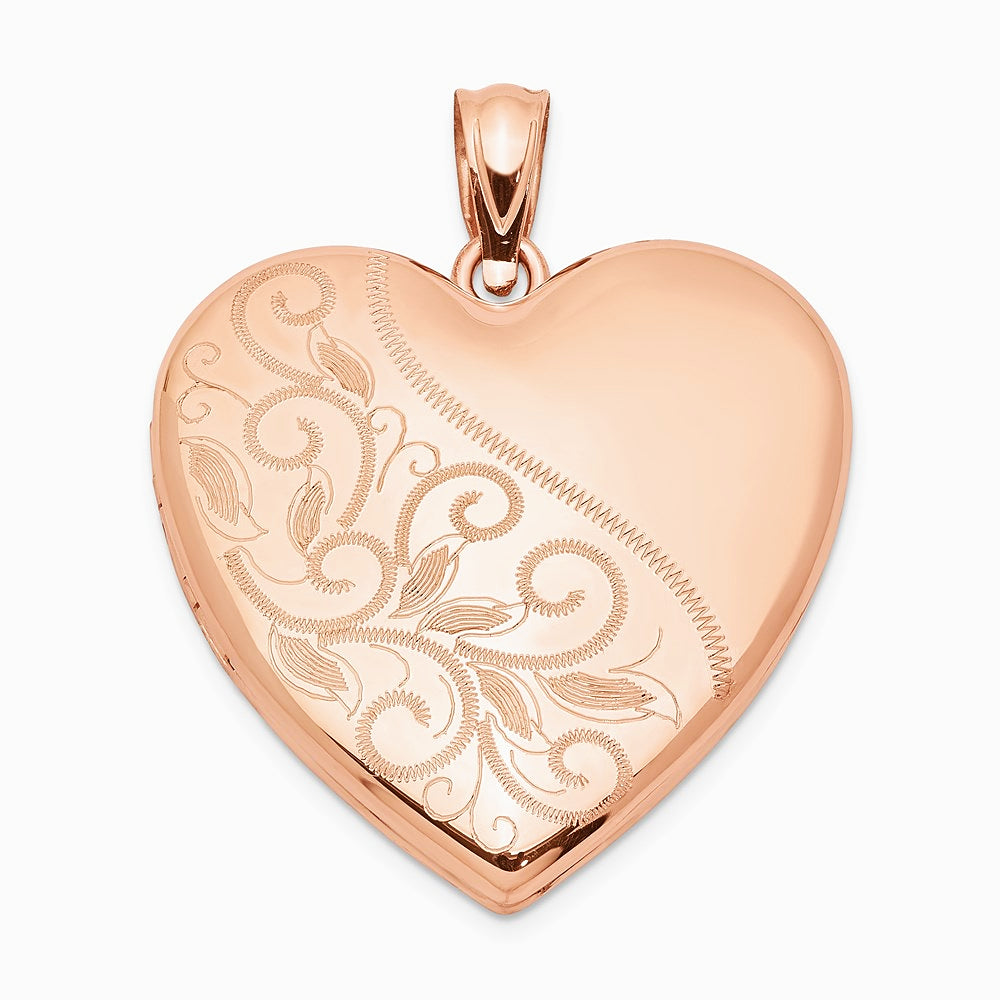 Sterling Silver Rose Gold-plated 24mm Scrolled Heart Family Locket - Product Photo