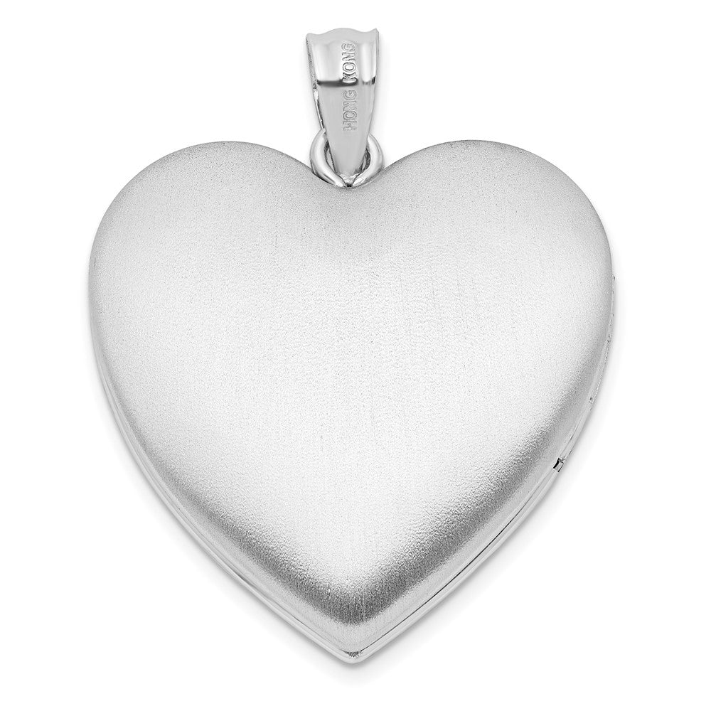 Sterling Silver RH-plated 24mm Diamond-Cut Footprints Ash Holder Heart Locket - Product Photo