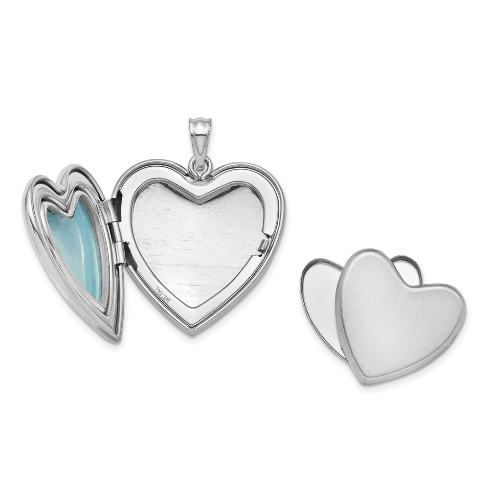 Sterling Silver RH-plated 24mm Diamond-Cut Footprints Ash Holder Heart Locket - Product Photo