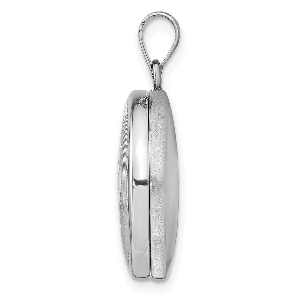 Sterling Silver Rhodium 20mm Grooved & Polished Pawprint Round Locket - Product Photo
