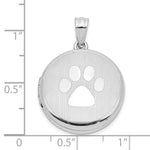 Sterling Silver Rhodium 20mm Grooved & Polished Pawprint Round Locket - Product Photo