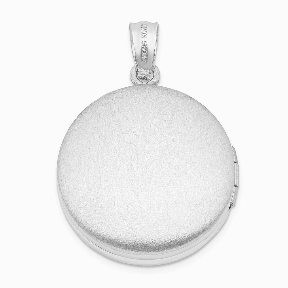 Sterling Silver Rh-pltd 20mm Diamond LOVE TO THE MOON Round Locket - Product Photo