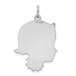 SSilver Rh-plt Engravable Girl Polished Front/Satin Back Disc Charm - Product Photo