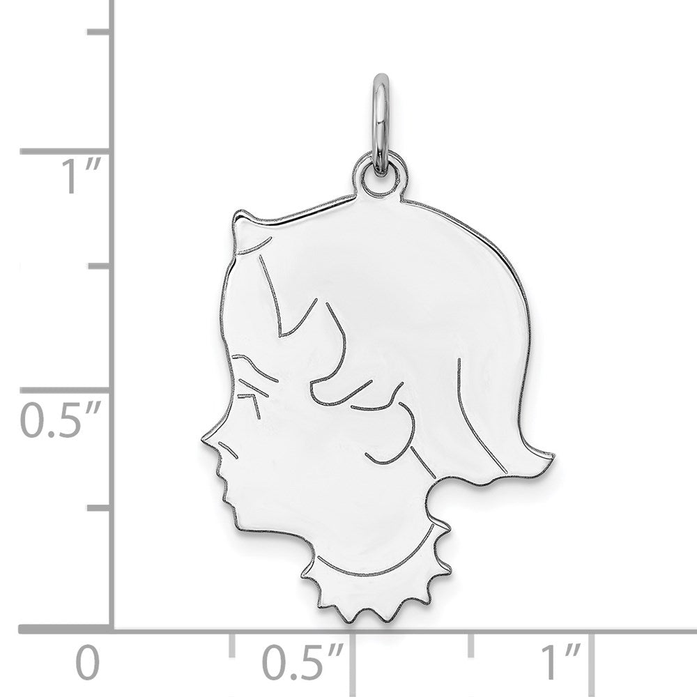 SSilver Rh-plt Engravable Girl Polished Front/Satin Back Disc Charm - Product Photo