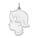 SSilver Rh-plt Engravable Girl Polished Front/Satin Back Disc Charm - Product Photo
