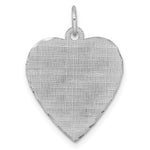 SS Rh-plt Engraveable Heart Patterned Polished Front/Satin Back Disc - Product Photo