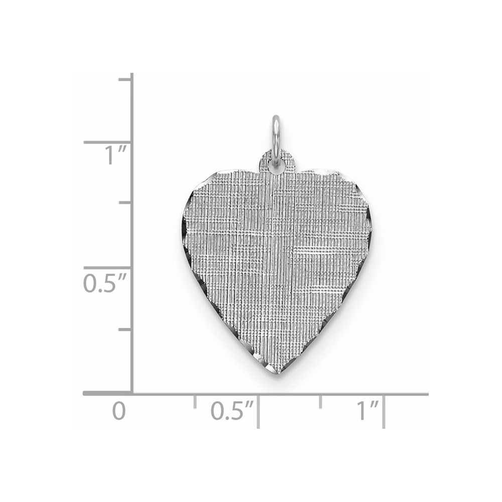 SS Rh-plt Engraveable Heart Patterned Polished Front/Satin Back Disc - Product Photo