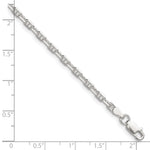 Sterling Silver Polished and Diamond-Cut 3mm Mariner Link Chain Bracelet 7"-8" - Product Photo