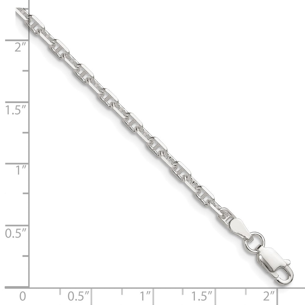Sterling Silver Polished and Diamond-Cut 3mm Mariner Link Chain Bracelet 7"-8" - Product Photo