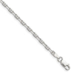 Sterling Silver Polished and Diamond-Cut 3mm Mariner Link Chain Bracelet 7"-8" - Product Photo