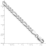 Sterling Silver RH-plated 4.5mm Lightweight Flat Figaro Chain Bracelet 7"-9" - Product Photo