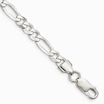 Sterling Silver 5.5mm Lightweight Flat Figaro Chain Bracelet 7"-9" - Product Photo