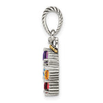 14K/Silver Two-Tone Sterling Silver Antiqued w/14K 5-stone w/Diamond Mothers Pen - Product Photo