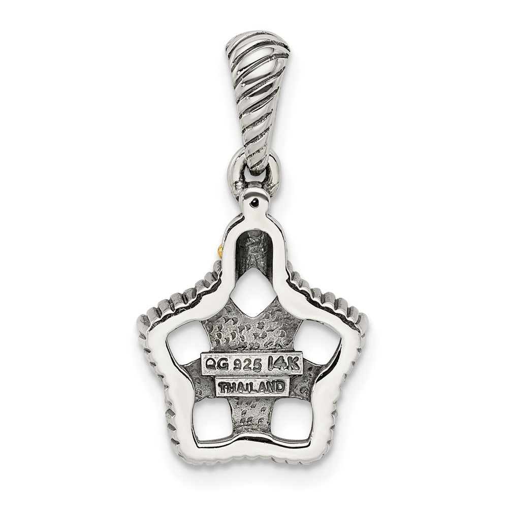 Sterling Silver Antiqued w/14k 5-stone w/Diamond Mothers Pendant Semi-Mount - Product Photo