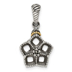 Sterling Silver Antiqued w/14k 5-stone w/Diamond Mothers Pendant Semi-Mount - Product Photo