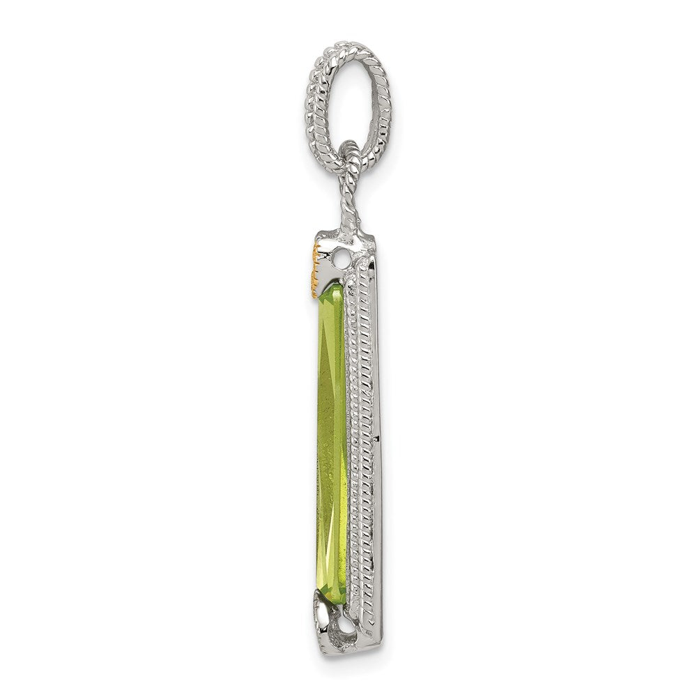 Sterling Silver & Vermeil Light Green CZ Pendant - Product Photo