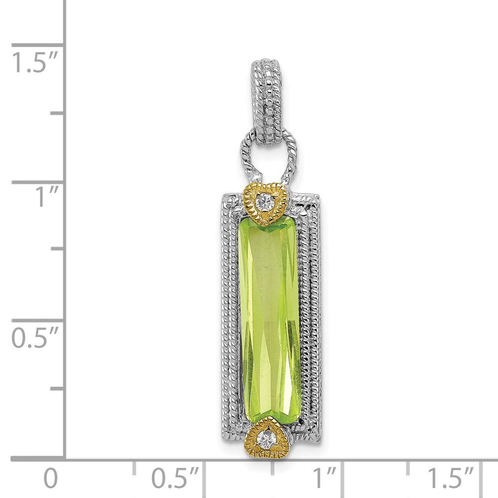 Sterling Silver & Vermeil Light Green CZ Pendant - Product Photo