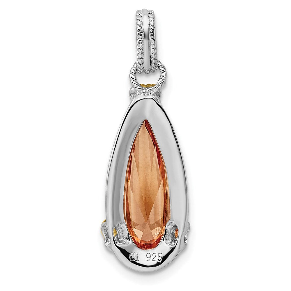 Sterling Silver & Vermeil Rhodium-plated Champagne CZ Pendant - Product Photo