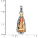 Sterling Silver & Vermeil Rhodium-plated Champagne CZ Pendant - Product Photo