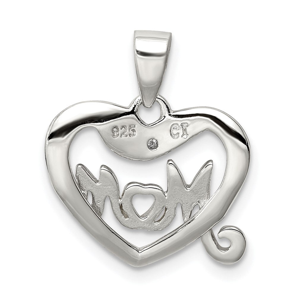 Sterling Silver Vermeil Diamond Mom Pendant - Product Photo