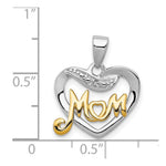 Sterling Silver Vermeil Diamond Mom Pendant - Product Photo