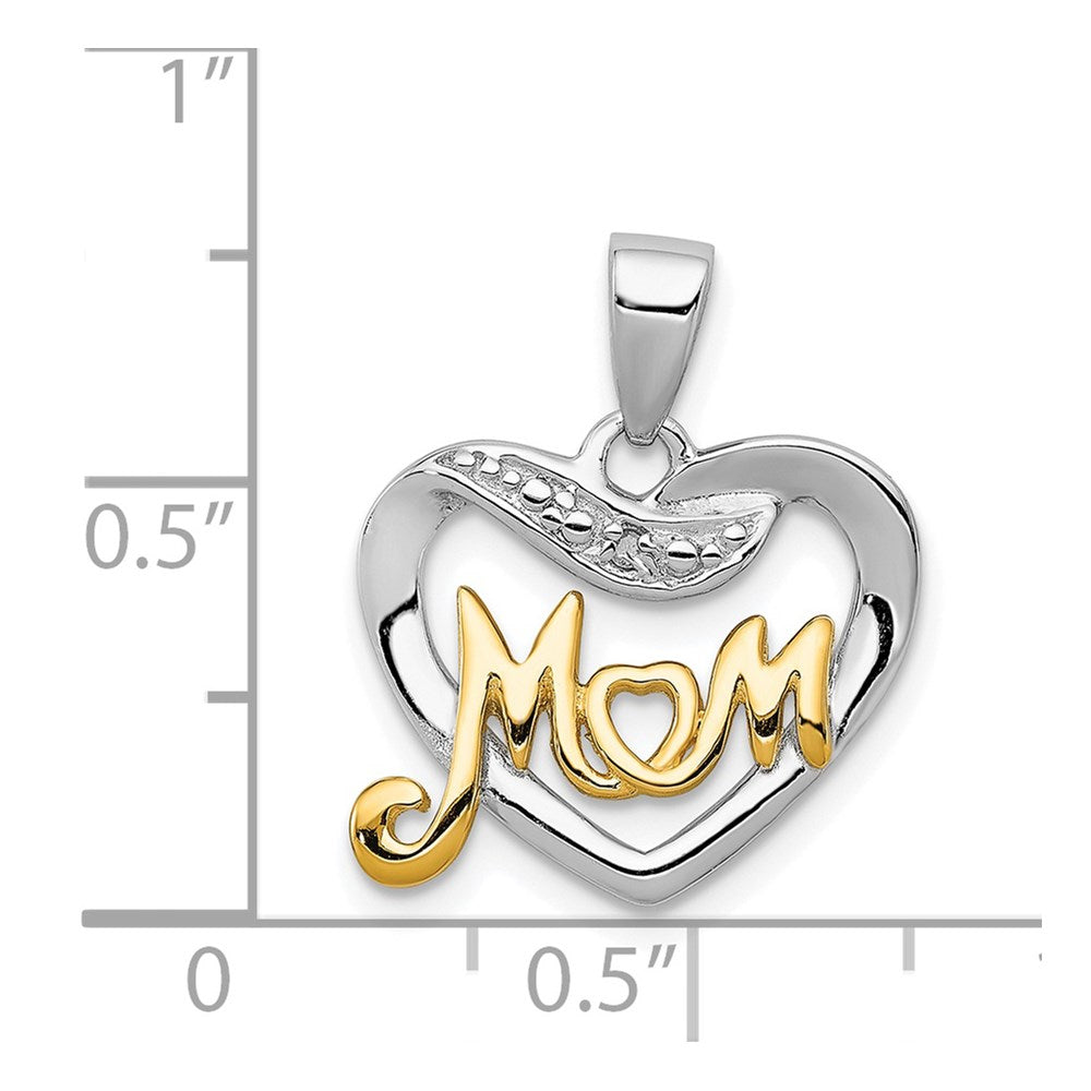 Sterling Silver Vermeil Diamond Mom Pendant - Product Photo