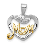 Sterling Silver Vermeil Diamond Mom Pendant - Product Photo