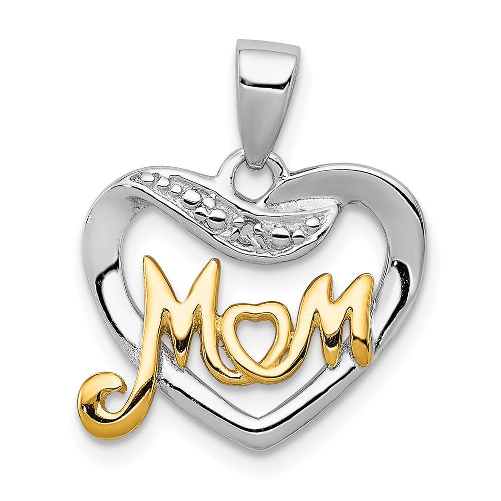 Sterling Silver Vermeil Diamond Mom Pendant - Product Photo