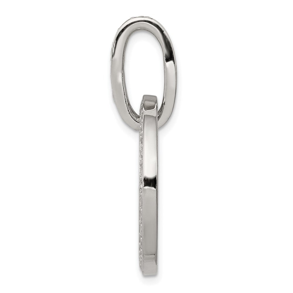 Sterling Silver Rhodium-plated CZ Circle Pendant - Product Photo